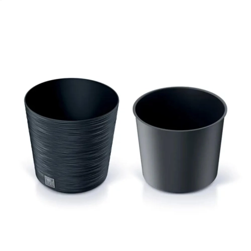 Doniczka Plastikowa Furu Round z Wkładem 25x24cm - Antracyt