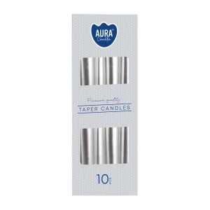 Świeca Stożkowa 24,5cm kpl. 10szt - Srebrny