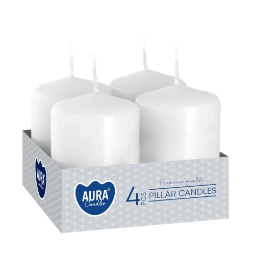 Świeca Adwentowa Słupek 4x6cm kpl. 4szt - Biały