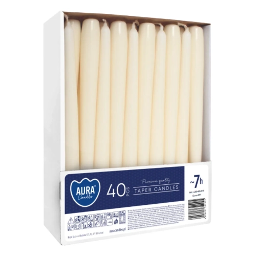 Świeca Stożkowa 24,5cm kpl. 40szt - Kremowy