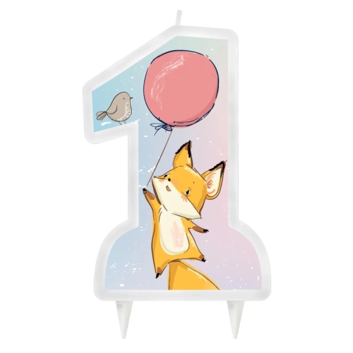 Świeczka Urodzinowa Cyfra 1 Lisek 12cm