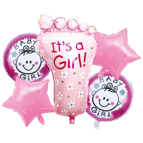Balony Zestaw Stopa It's A Girl 5 Elementów