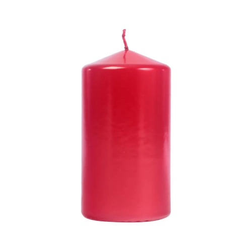 Świeca Gładka Słupek 8x15cm Metalik - Czerwony