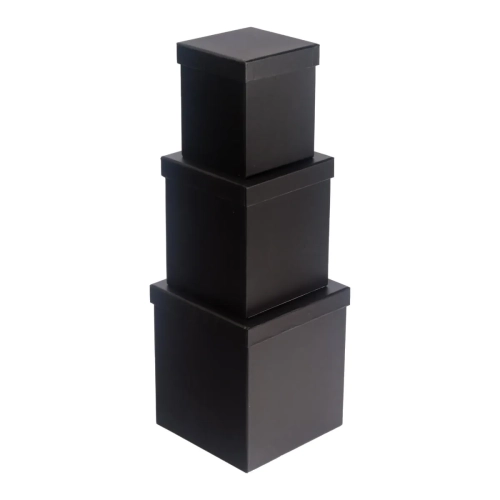 Pudełko Flower Box Papierowy Kwadrat kpl. 3szt - Czarny