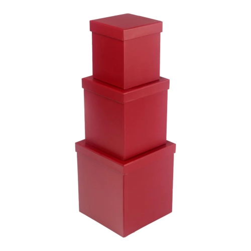 Pudełko Flower Box Papierowy Kwadrat kpl. 3szt - Bordowy