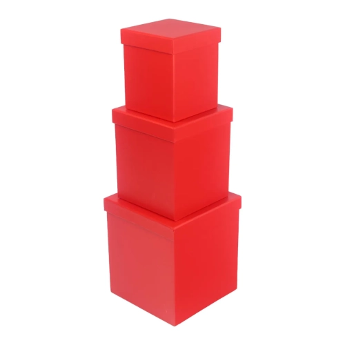 Pudełko Flower Box Papierowy Kwadrat kpl. 3szt - Czerwony
