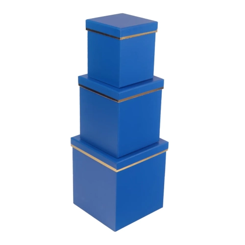 Pudełko Flower Box Papierowy Kwadrat kpl. 3szt - Niebieski