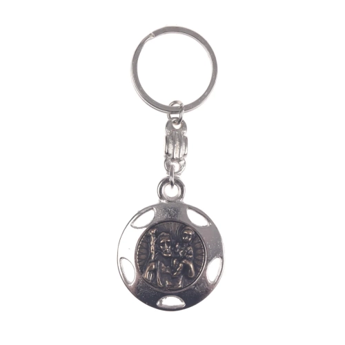 Brelok Metalowy Okrągły Ażur 3cm Św. Krzysztof/MB Częstochowska