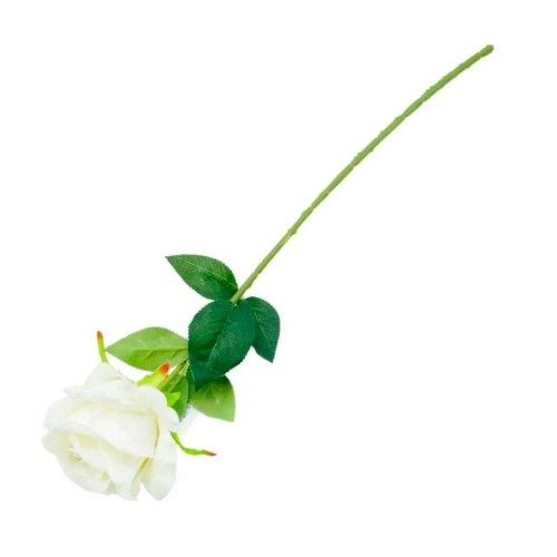 Róża Sztuczna Welurowa Biała 50cm 