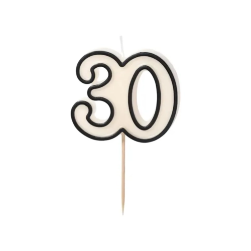 Świeczka Urodzinowa Cyfra 30 Czarny Kontur 5,5cm