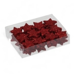 Gwiazdki Brokatowe Płaskie Czerwone 2,5cm kpl. 48szt