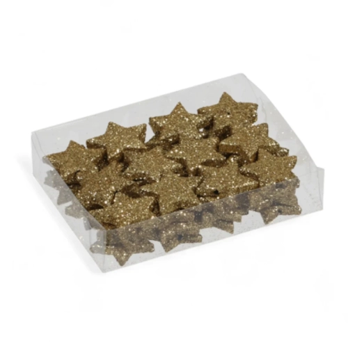 Gwiazdki Brokatowe Płaskie Złote 2,5cm kpl. 48szt