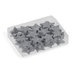 Gwiazdki Brokatowe Płaskie Srebrne 2,5cm kpl. 48szt