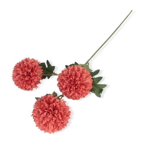 Chryzantema Sztuczna 3 Kwiaty 66cm - Łososiowy