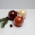 Bombki Szklane 40mm Kartonik kpl. 15szt Błysk/Mat/Opal - Naturalny