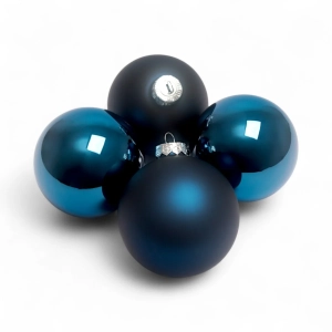 Bombki Szklane 100mm Kartonik kpl. 4szt Błysk/Mat - Granatowy
