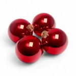 Bombki Szklane 100mm Kartonik kpl. 4szt Błysk - Czerwony