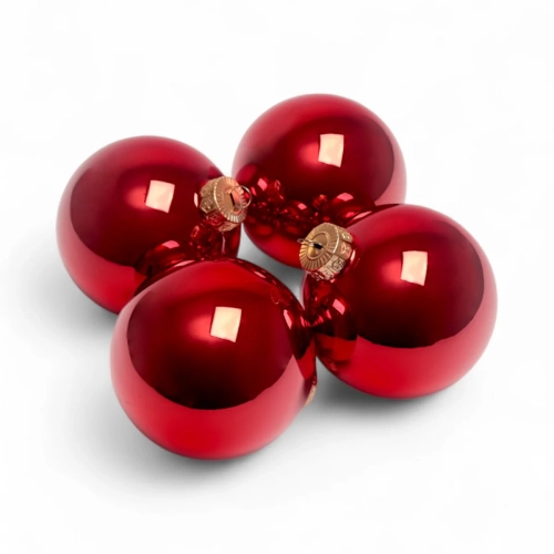 Bombki Szklane 100mm Kartonik kpl. 4szt Błysk - Czerwony