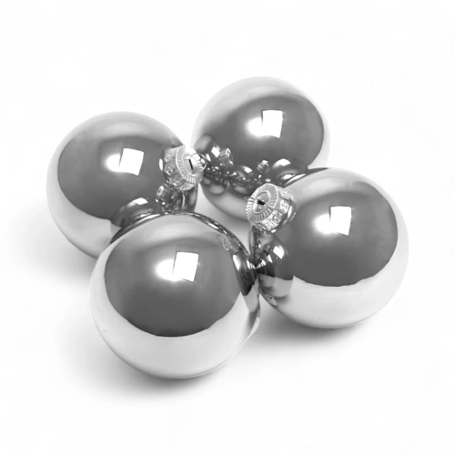 Bombki Szklane 100mm Kartonik kpl. 4szt Błysk - Srebrny