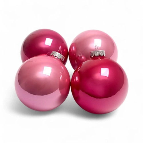 Bombki Szklane 100mm Kartonik kpl. 4szt Opal - Różowy