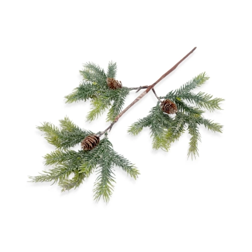 Sztuczna Gałązka Świerkowa z Szyszkami Oszroniona 47cm