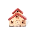 Ceramiczny Domek LED 10x10cm - Czerwony/Beżowy