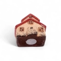 Ceramiczny Domek LED 10x10cm - Czerwony/Beżowy