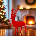 Figurka Renifer Flokowany 40cm - Czerwony