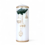 Świeca Bombki Słupek 7x20cm - Perłowy
