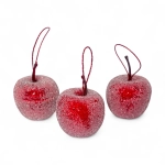 Sztuczne Jabłka Oszronione Czerwone 4cm kpl. 9szt 