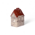 Dekoracyjny Domek Ceramiczny 9x13cm - Szary/Bordowy
