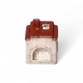 Dekoracyjny Domek Ceramiczny 9x13cm - Szary/Bordowy