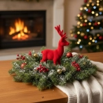 Figurka Renifer Flokowany 18cm - Czerwony