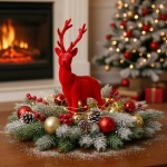 Figurka Renifer Flokowany 28cm - Czerwony