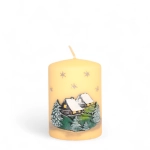 Świeca Zimowy Domek Słupek 7x9cm - Kremowy