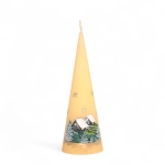 Świeca Zimowy Domek Stożek 7x20cm - Kremowy