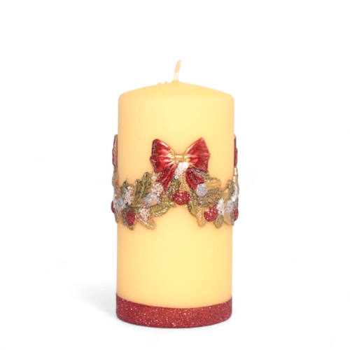 Świeca Girlanda Słupek 7x13cm - Kremowy