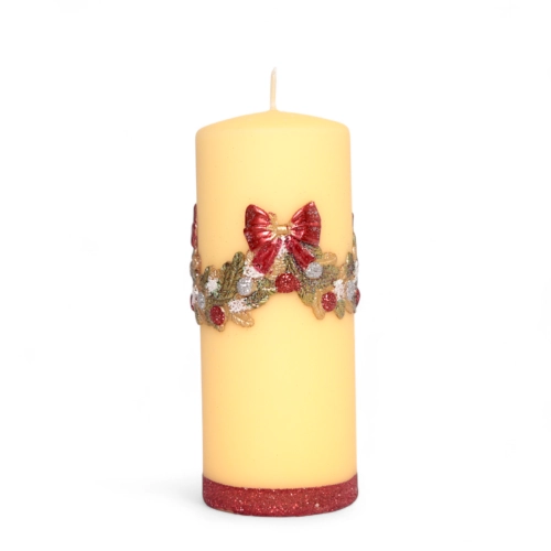 Świeca Girlanda Słupek 7x17cm - Kremowy