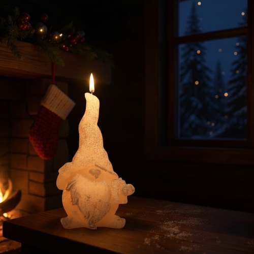 Świeca Figurka Gnom 8x14cm - Biały