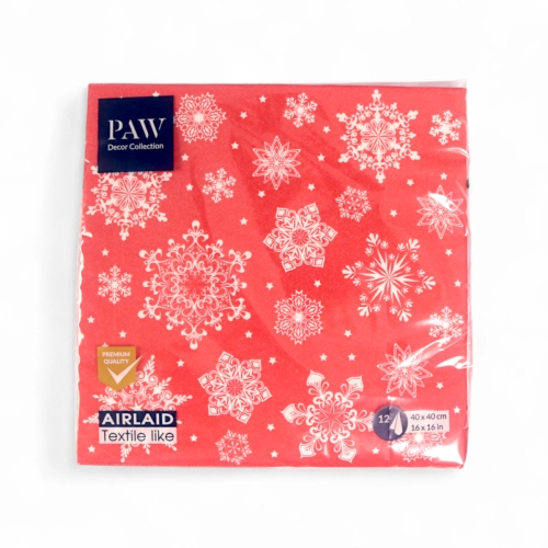 Serwetki PAW Professional Airlaid Snowflakes Red kpl. 12szt 