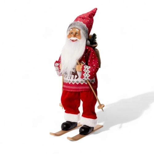 Figurka Świąteczna Mikołaj na Nartach 45cm