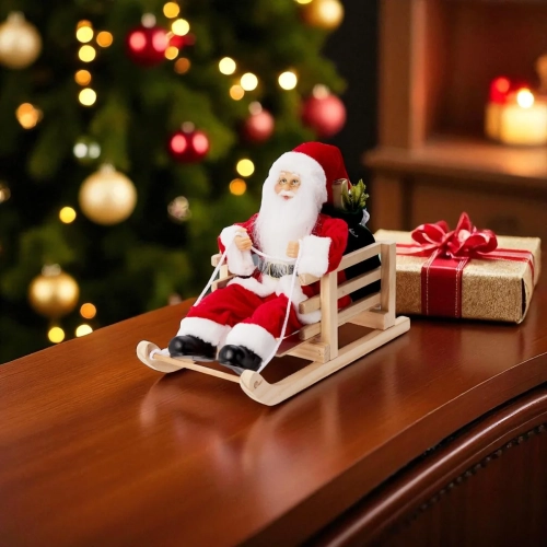 Figurka Świąteczna Mikołaj na Sankach 21cm