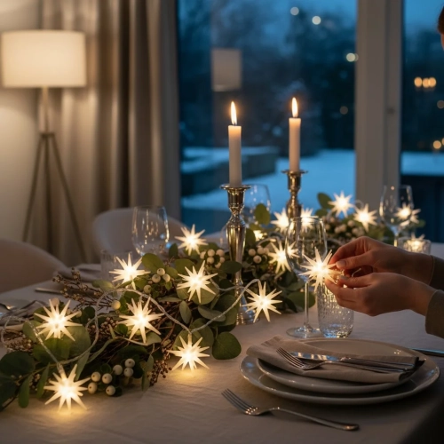 Girlanda LED Gwiazdy 4,5cm 10szt -  Ciepły Biały