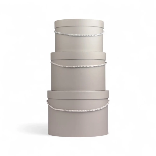 Pudełko Flower Box Papierowy Okrągły kpl. 3szt - Szary