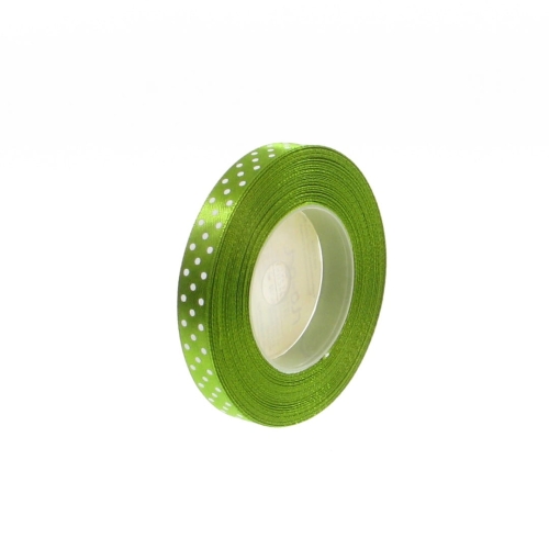 Wstążka Satynowa w Kropki 12mm 22,5mb – Oliwkowy Nr 108