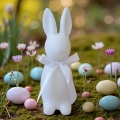 Figurka Zając Wielkanocny Flokowany 30cm - Biały