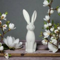 Figurka Zając Flokowany Siedzący 30cm - Biały