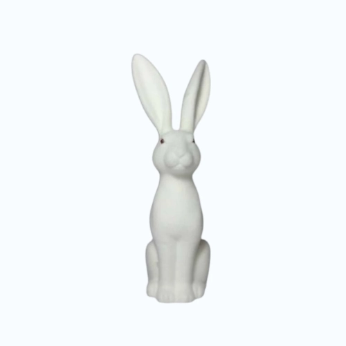 Figurka Zając Flokowany Siedzący 30cm - Biały