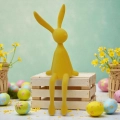 Figurka Wielkanocna Zając Siedzący Żółty 91cm