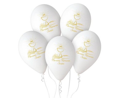 Balony Komunijne Kielich IHS Złoty 30cm kpl. 5szt
